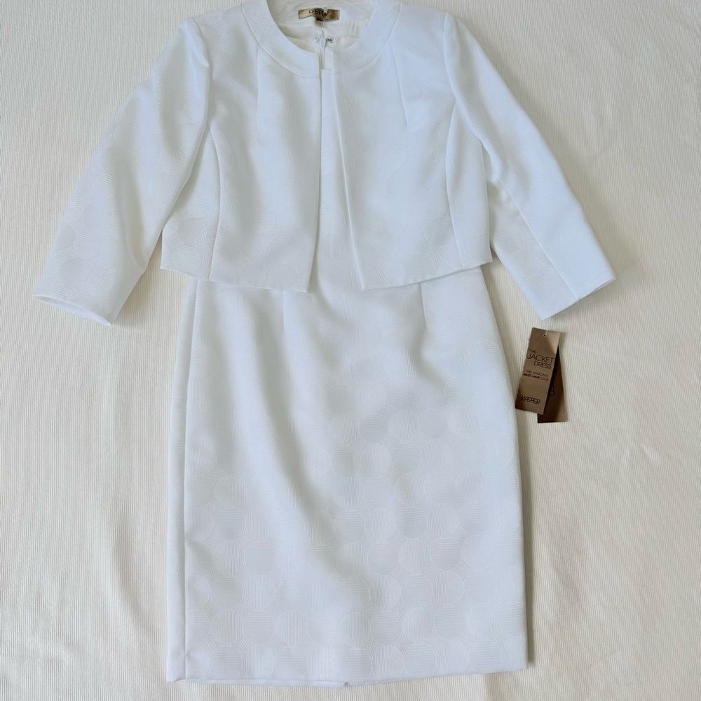 Kasper Petite Womens Dress Jacket Set White White Party Special Occassion 4P